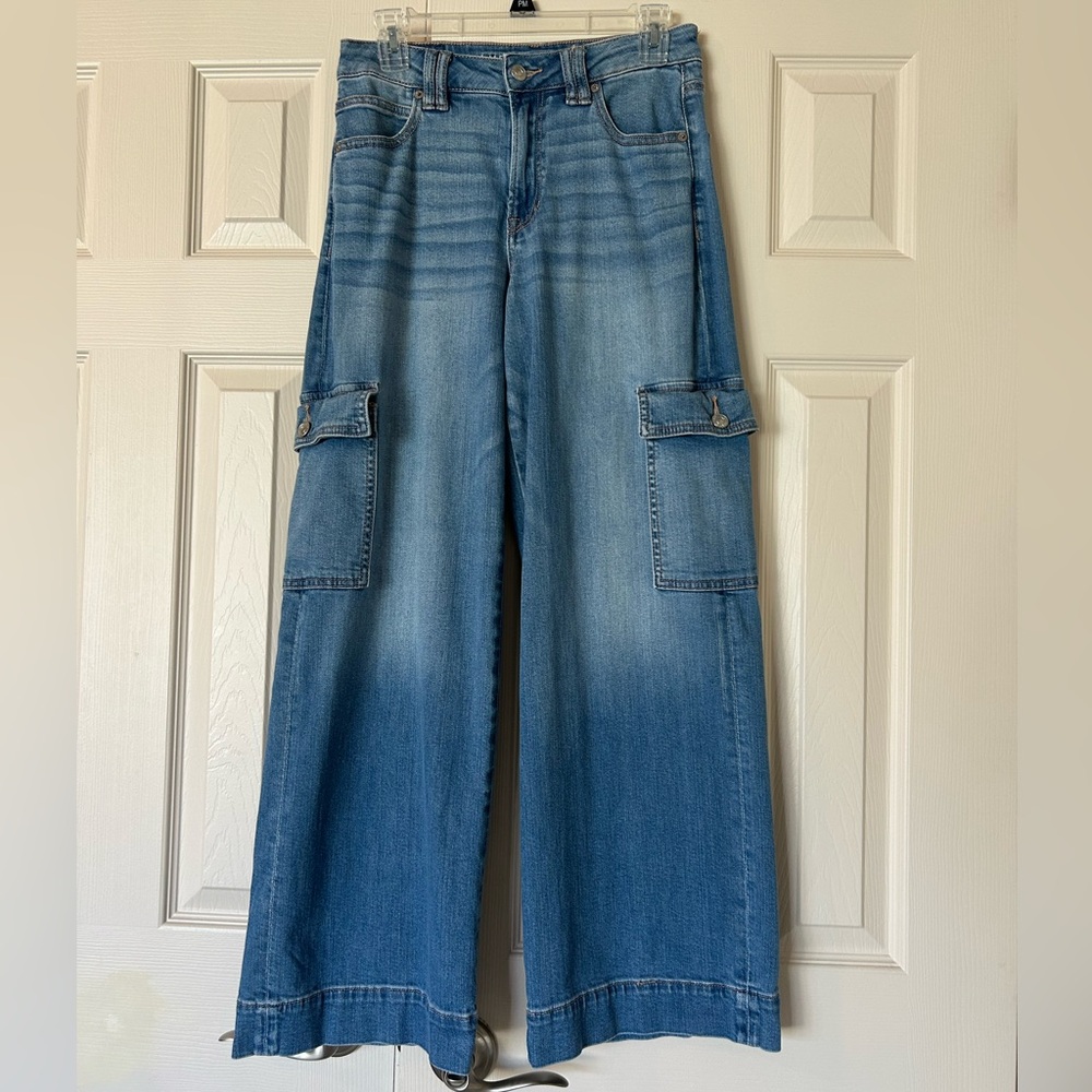 American Eagle Outfitters Dreamy Drape Stretch High-Rise Baggy Wide Leg Jean